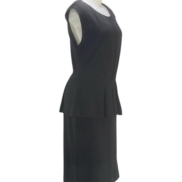 TAYLOR Dress Women's Size10 Sheath Black Stretch Ponte Peplum Pencil Midi - Picture 2 of 13
